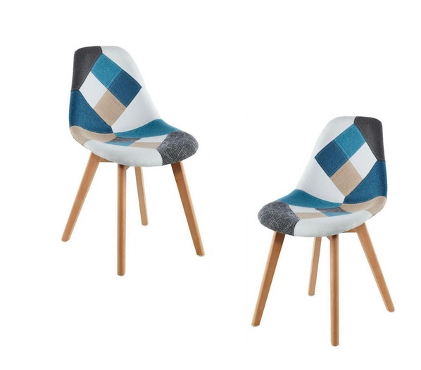 PACK HABITA2 TABLERO TERCIADO LINO CELESTE 2 SILLA PATCHWOOD ESTILO VINTAGE CELESTOIDE - 1