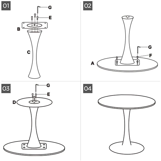 MESA DE COMEDOR TULIP 80CM - NEGRA - 6