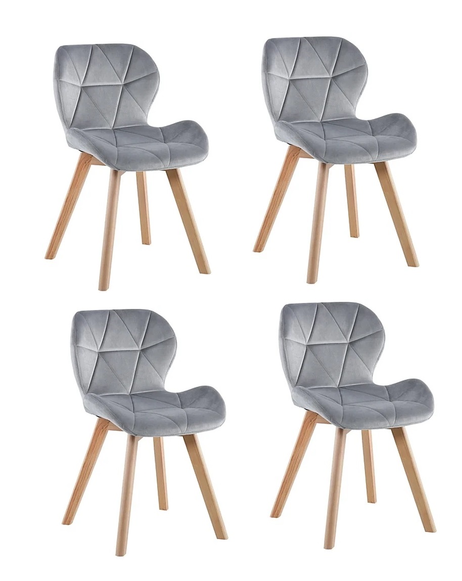 PACK HABITA2 / TABLERO TERCIADO TERCIOPELO GRIS 4 SILLA DE COMEDOR O RECIBO VELVET - 1