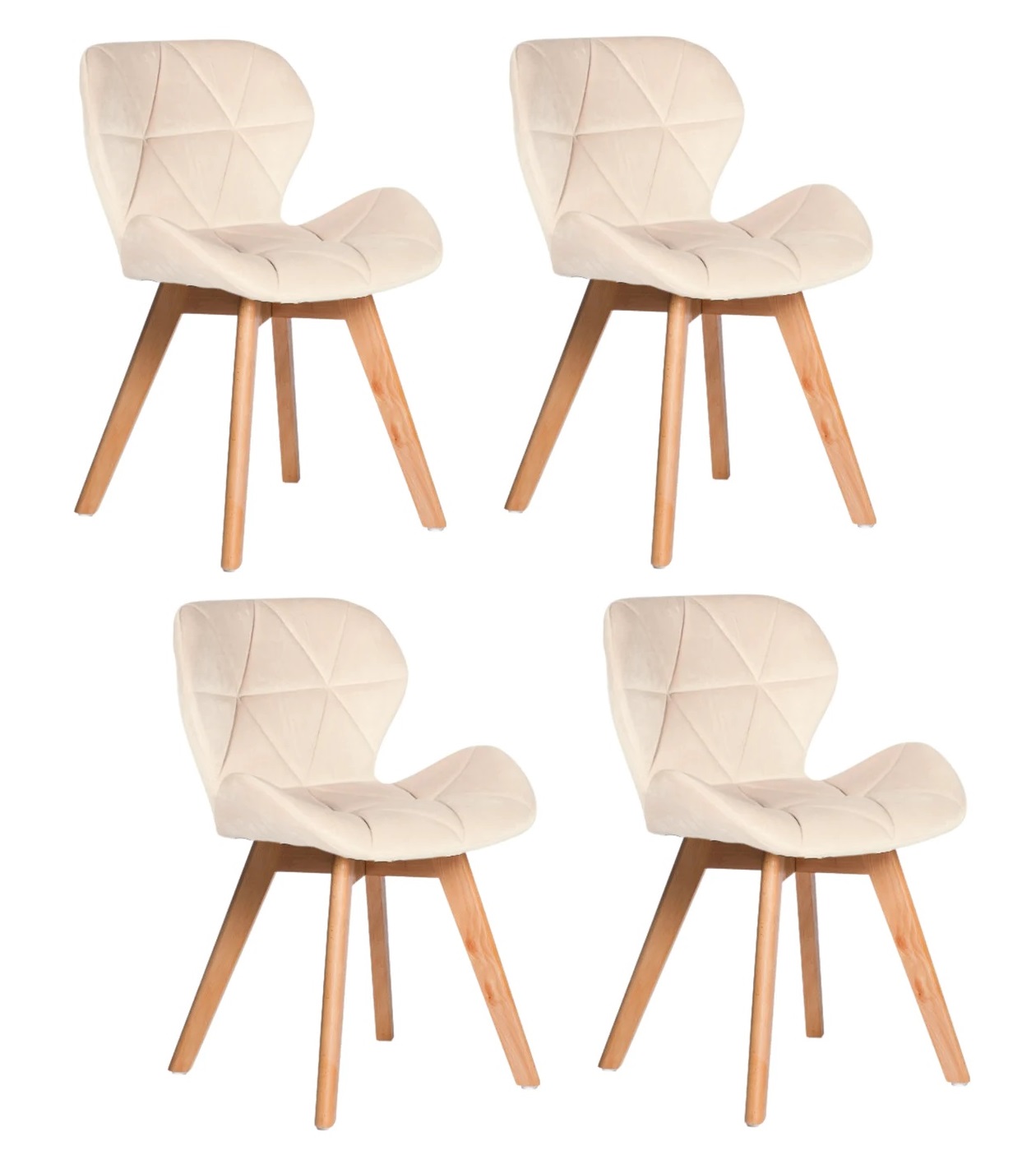 PACK HABITA2 / TABLERO TERCIADO TERCIOPELO BEIGE 4 SILLA DE COMEDOR O RECIBO VELVET - 1