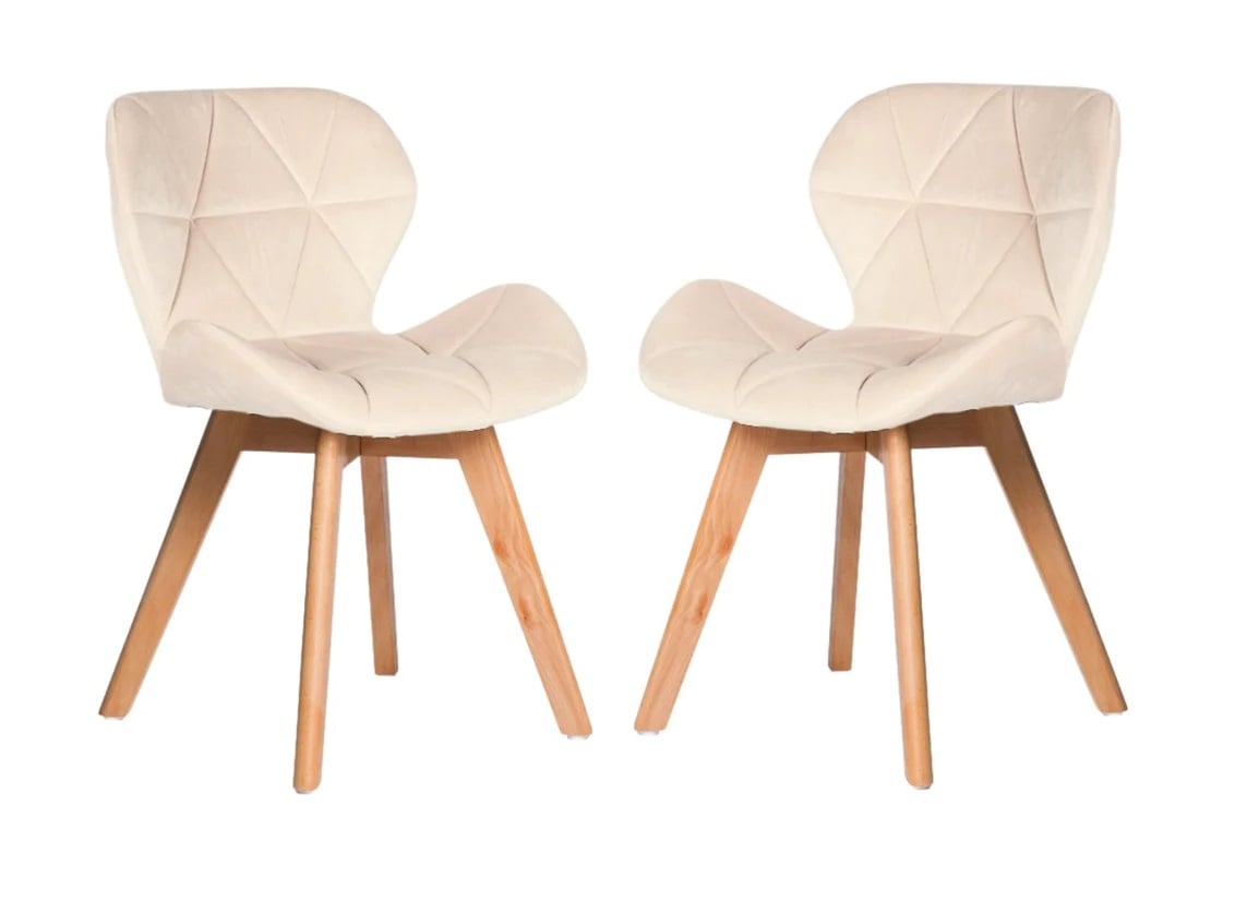 PACK HABITA2 / TABLERO TERCIADO TERCIOPELO BEIGE 2 SILLA DE COMEDOR O RECIBO VELVET - 1