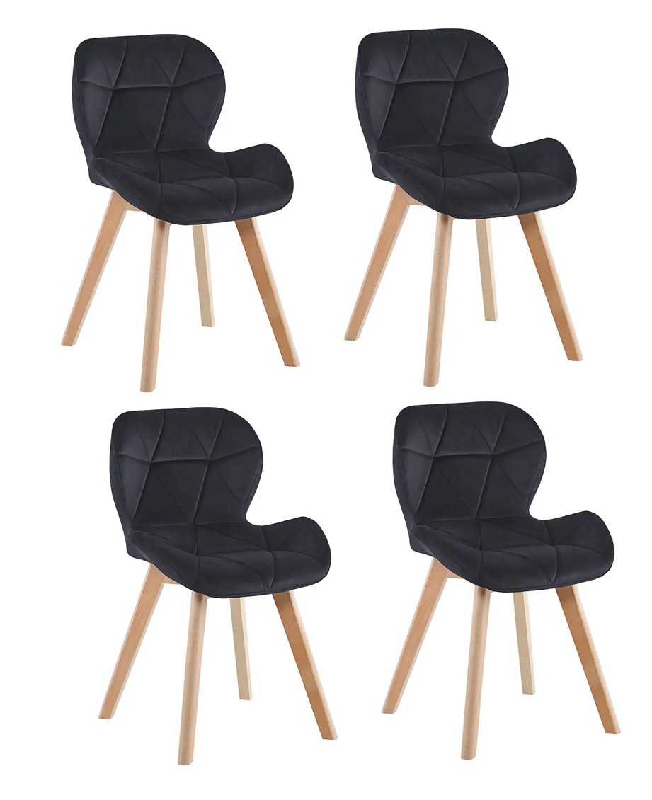 PACK HABITA2 / TABLERO TERCIADO TERCIOPELO NEGRO 4 SILLA DE COMEDOR O RECIBO VELVET - 1