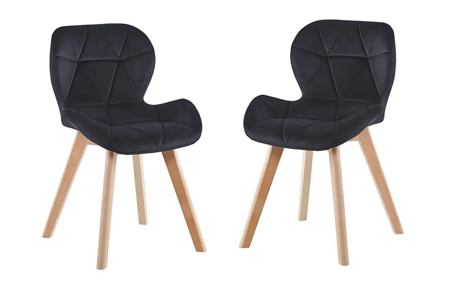 PACK HABITA2 / TABLERO TERCIADO TERCIOPELO NEGRO 2 SILLA DE COMEDOR O RECIBO VELVET - 1
