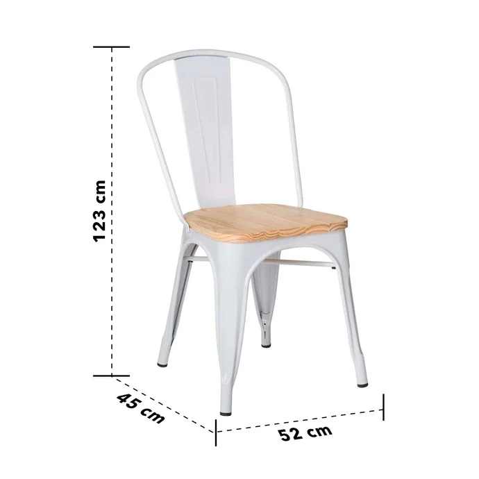 PACK 2 SILLA TOLIX CON ASIENTO DE MADERA CLARA BLANCO - 4