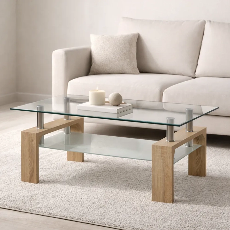 MESA CENTRO HABITA2 VIDRIO RECTANGULAR NATURAL - 1
