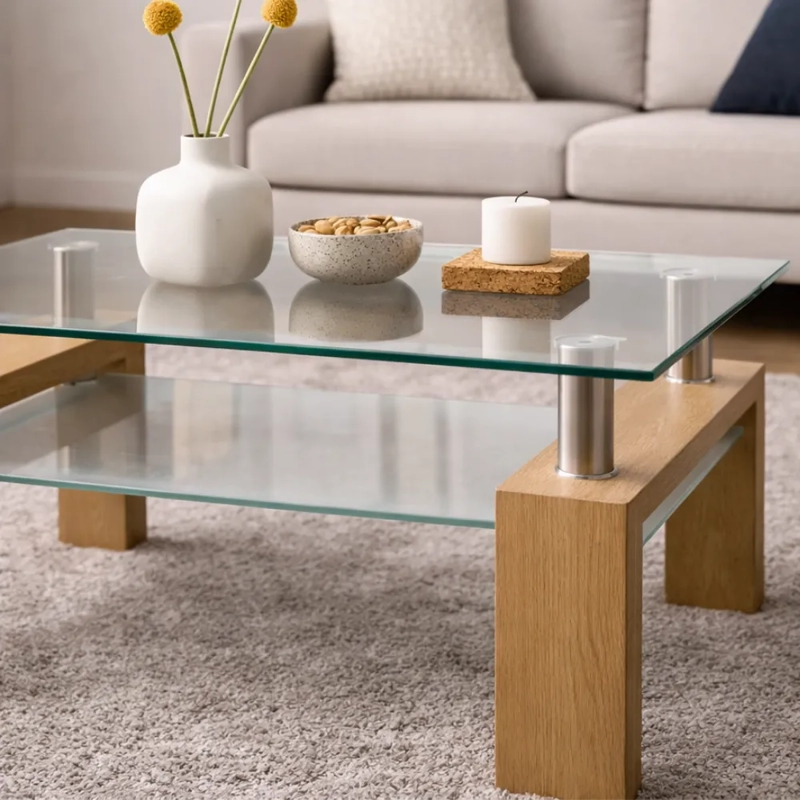 MESA CENTRO HABITA2 VIDRIO RECTANGULAR NATURAL - 5
