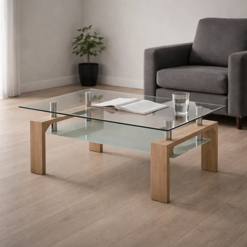 MESA CENTRO HABITA2 VIDRIO RECTANGULAR NATURAL - 6