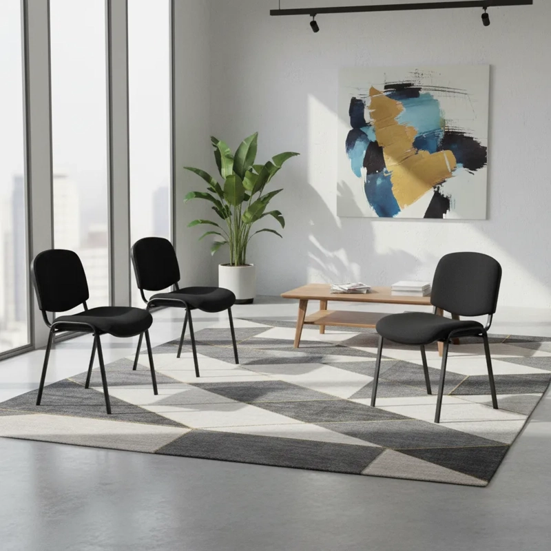 PACK 4 SILLA PARA OFICINA O SALA DE ESPERA MEETING - NEGRO - 6