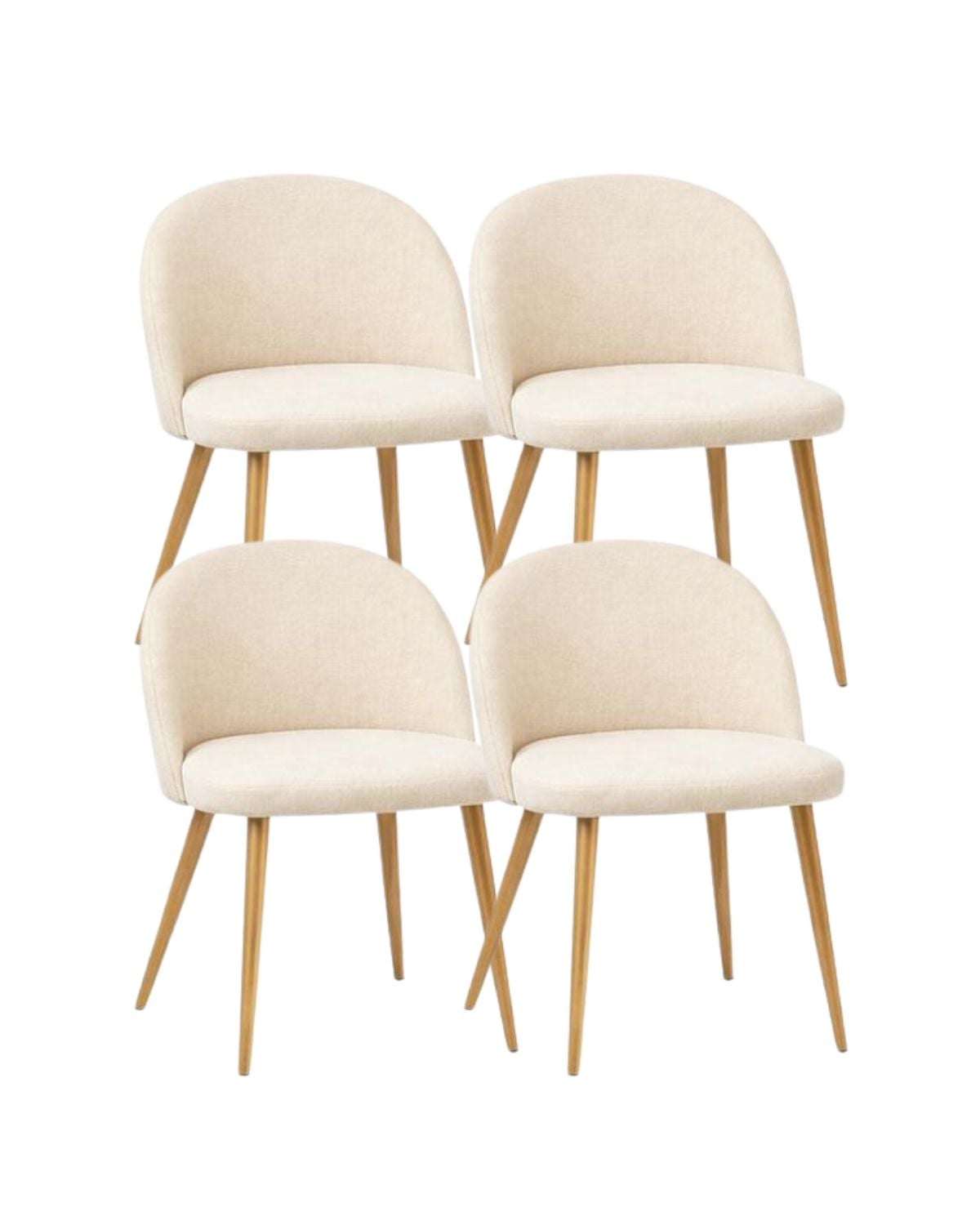 PACK 4 SILLA SITIAL TELA LINO NORDIC BEIGE PATAS METÁLICAS COLOR MADERA BEIGE - 1