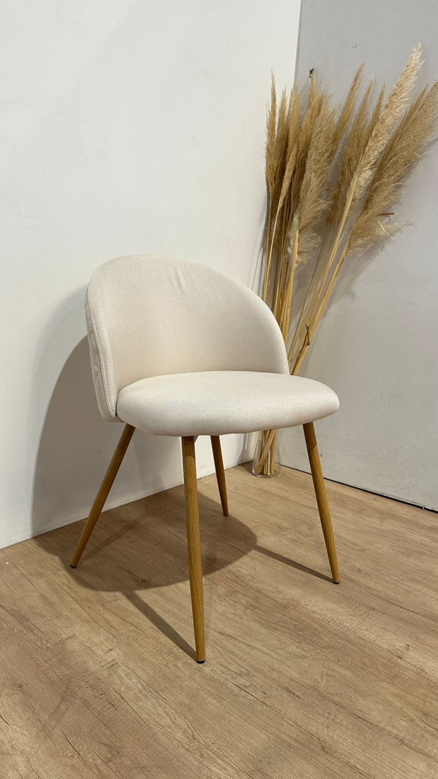 PACK 4 SILLA SITIAL TELA LINO NORDIC BEIGE PATAS METÁLICAS COLOR MADERA BEIGE - 5
