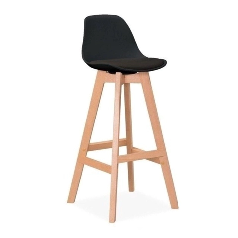 TABURETE DE MADERA TERRY ACOLCHADO 61 CM - NEGRO - 1