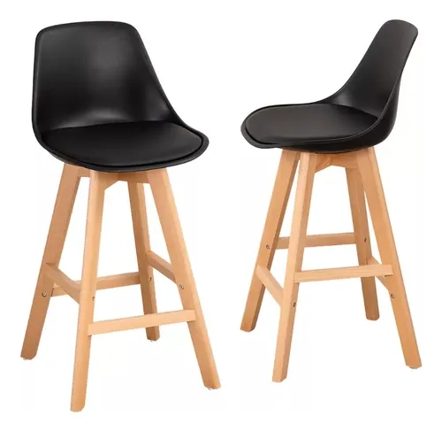 TABURETE DE MADERA TERRY ACOLCHADO 61 CM - NEGRO - 2