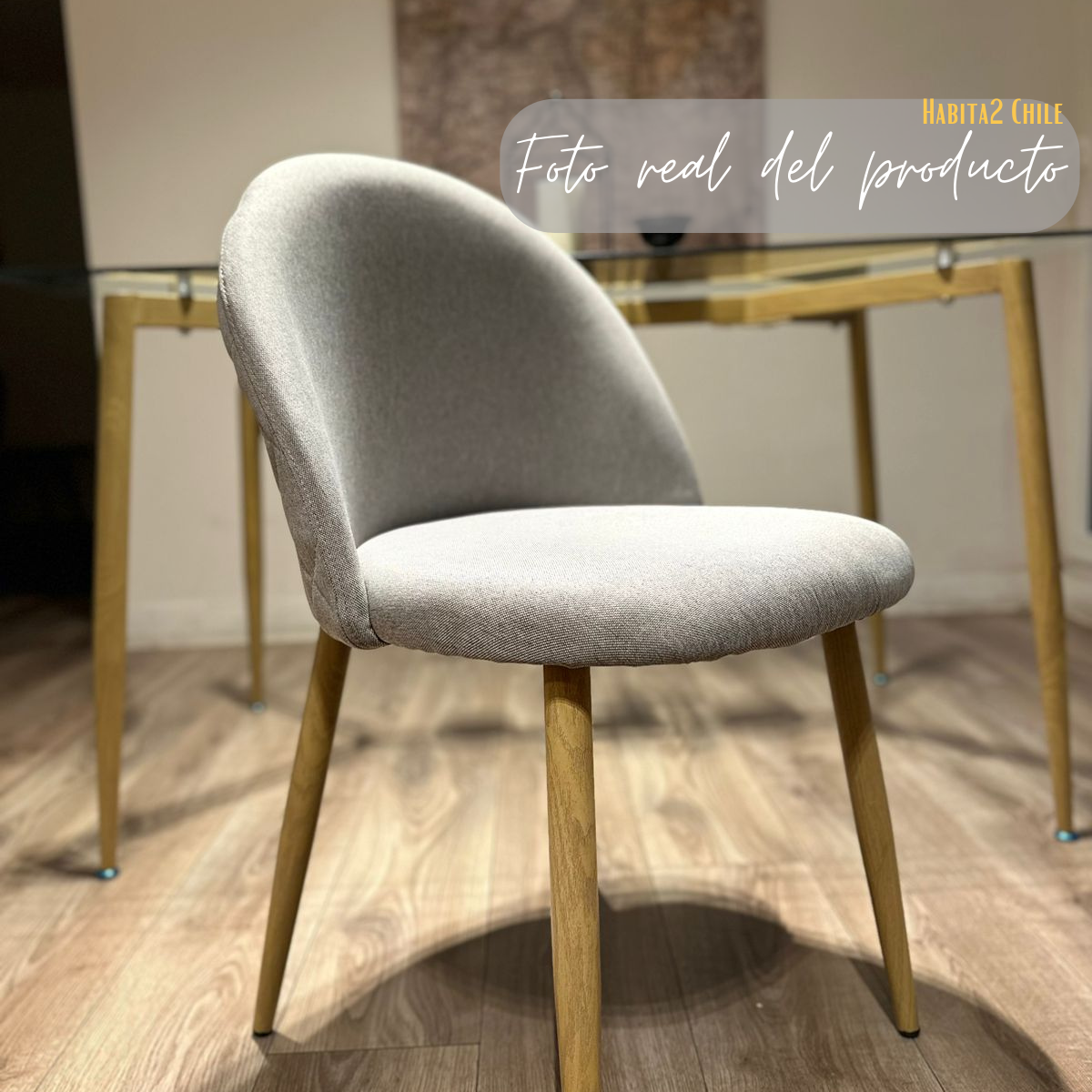 PACK 2 SILLA SITIAL TELA LINO NORDIC GRIS PATAS METÁLICAS COLOR MADERA GRIS - 6