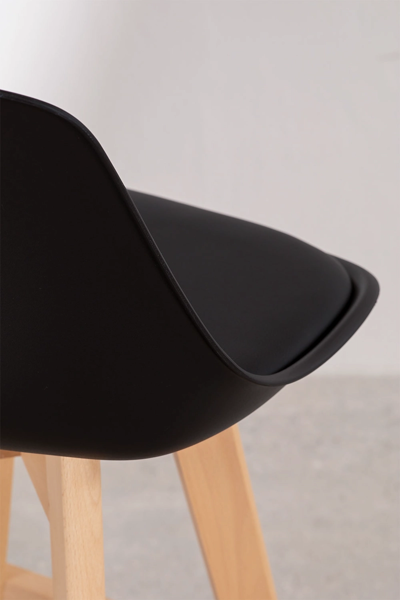 PACK 4 TABURETE DE MADERA TERRY ACOLCHADO 61 CM - NEGRO - 3