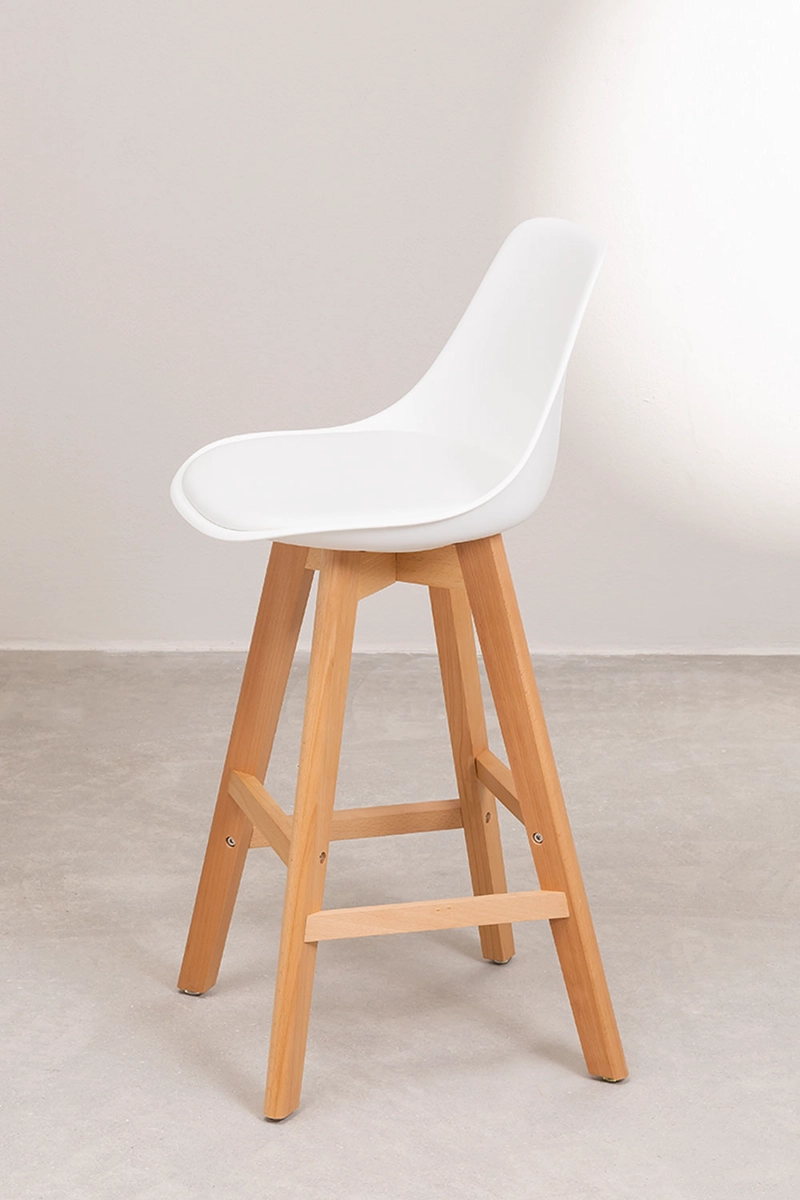 PACK 2 TABURETE DE MADERA TERRY ACOLCHADO 61 CM BLANCO - 5