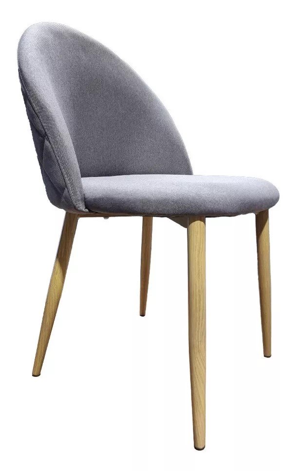 PACK 6 SILLA SITIAL TELA LINO NORDIC GRIS PATAS METÁLICAS COLOR MADERA GRIS - 2