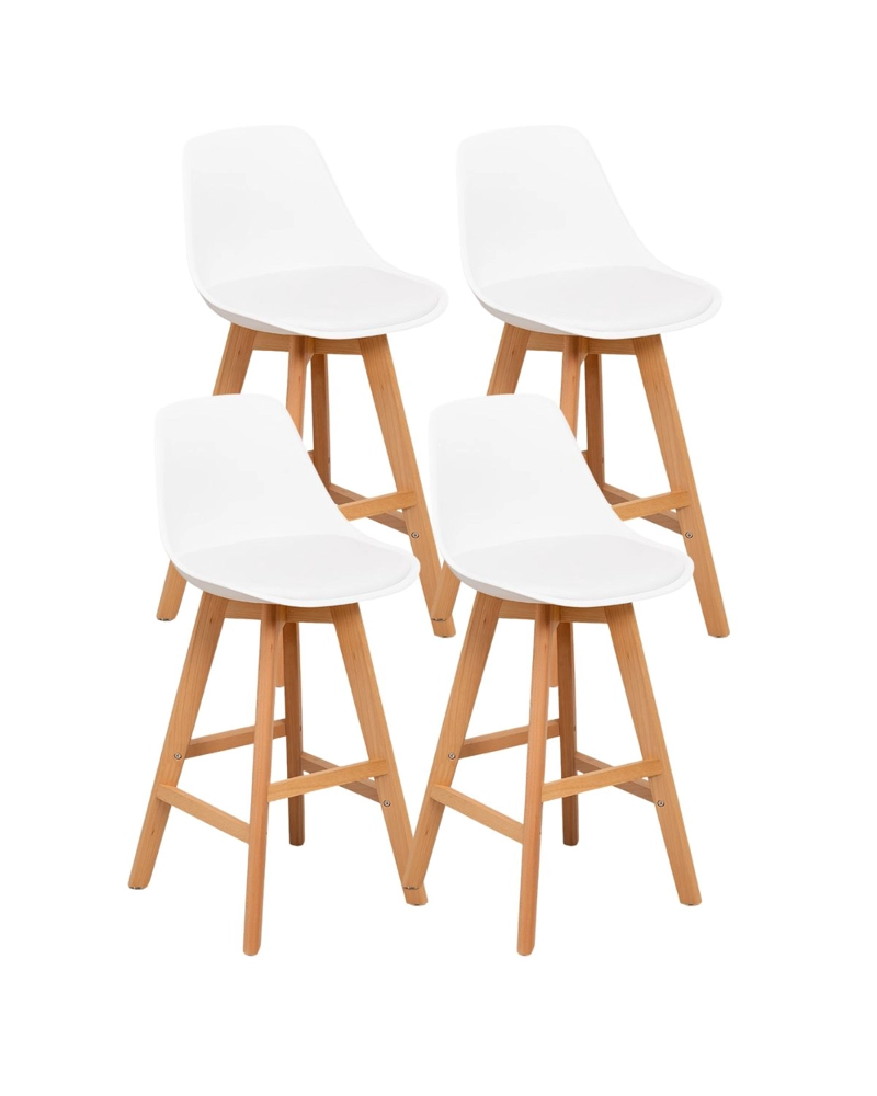 PACK 4 TABURETE DE MADERA TERRY ACOLCHADO 61 CM - BLANCO - 1