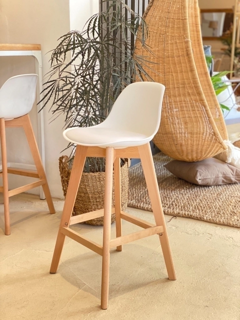 PACK 4 TABURETE DE MADERA TERRY ACOLCHADO 61 CM - BLANCO - 3