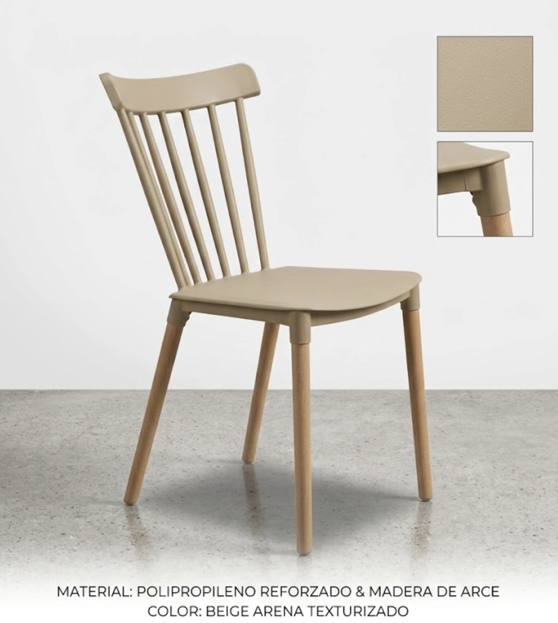 PACK 6 SILLA WINDSOR ESTILO RETRO VINTAGE BEIGE - 3