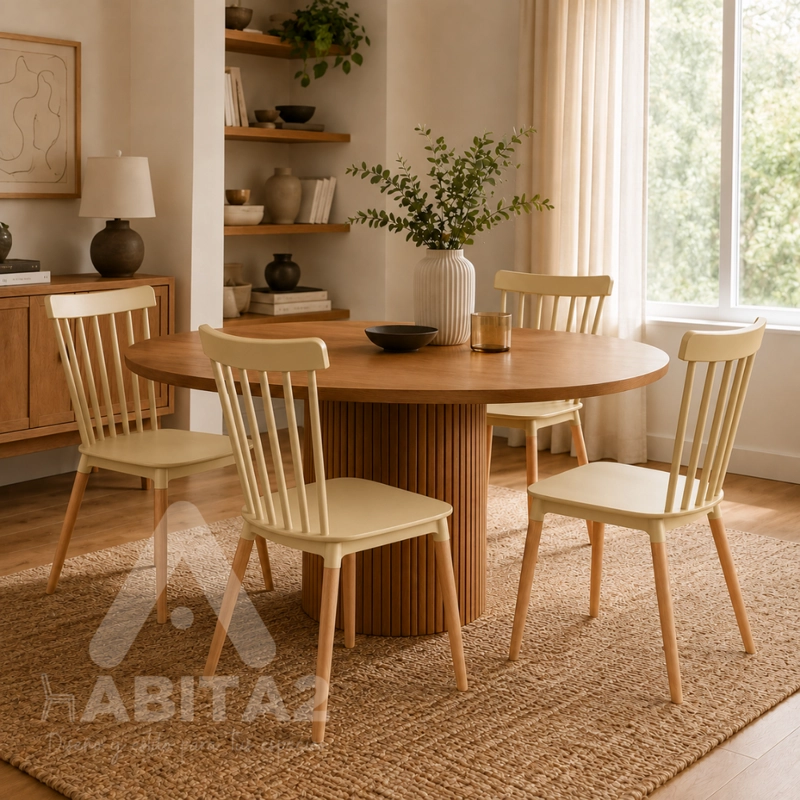 PACK 2 SILLA WINDSOR ESTILO RETRO VINTAGE BEIGE - 7