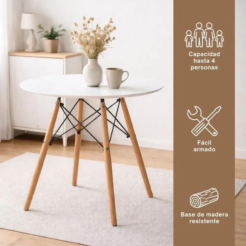 MESA HABITA2 EAMES REDONDA 80 CM BLANCO - 2