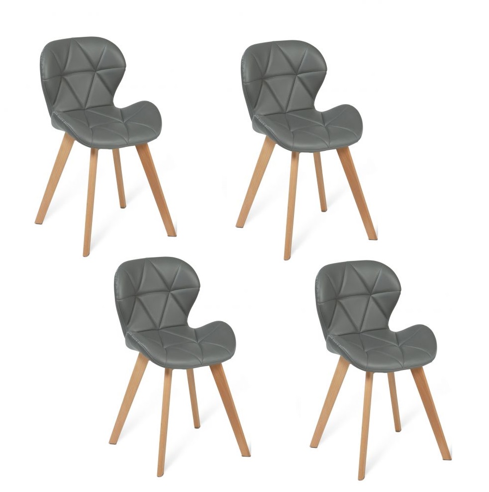 PACK 4 SILLA ACOLCHADA RESISTENTE RADAR WOOD - GRIS - 1