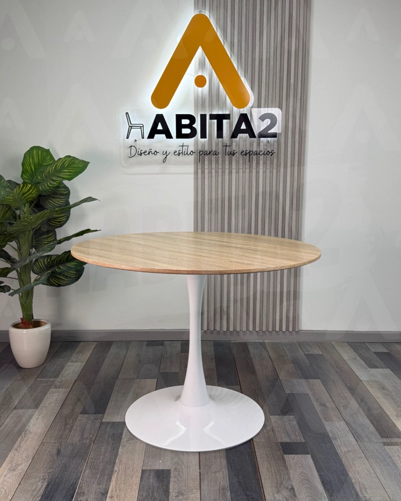 MESA COMEDOR HABITA2 TULIP 80CM MADERA METAL - 2