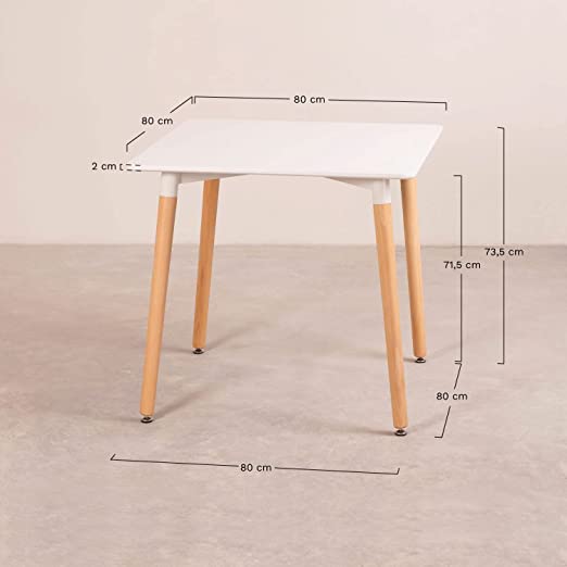 MESA HABITA2 CUADRADA BLANCO 80X80X74 ACERO - 2