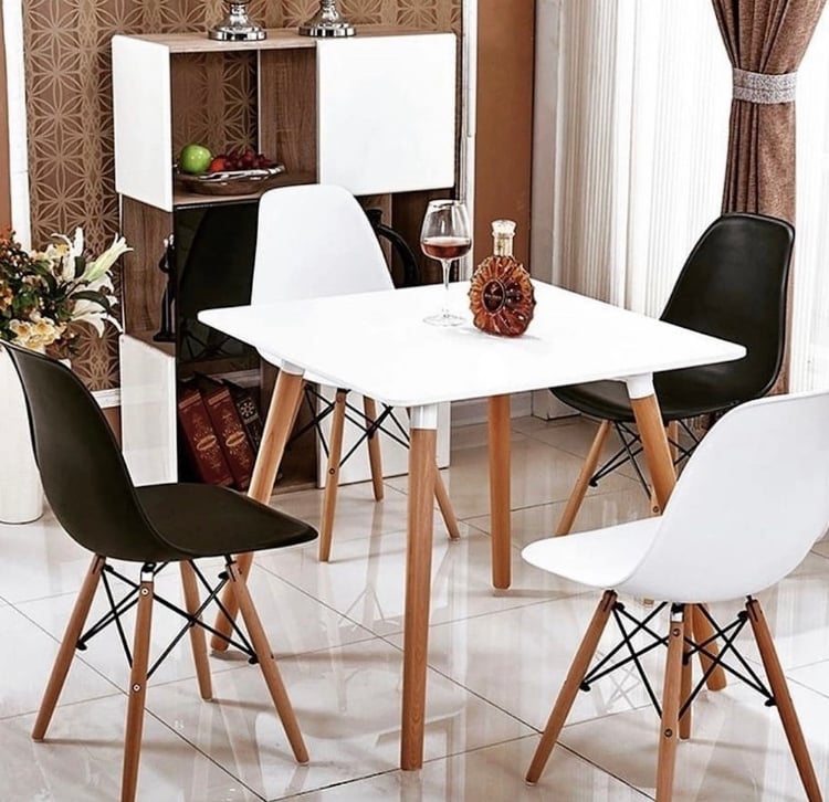 MESA HABITA2 CUADRADA BLANCO 80X80X74 ACERO - 3