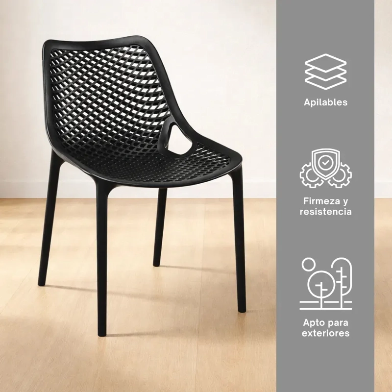 PACK 4 SILLA POLIPROPILENO CITY - NEGRO - 2