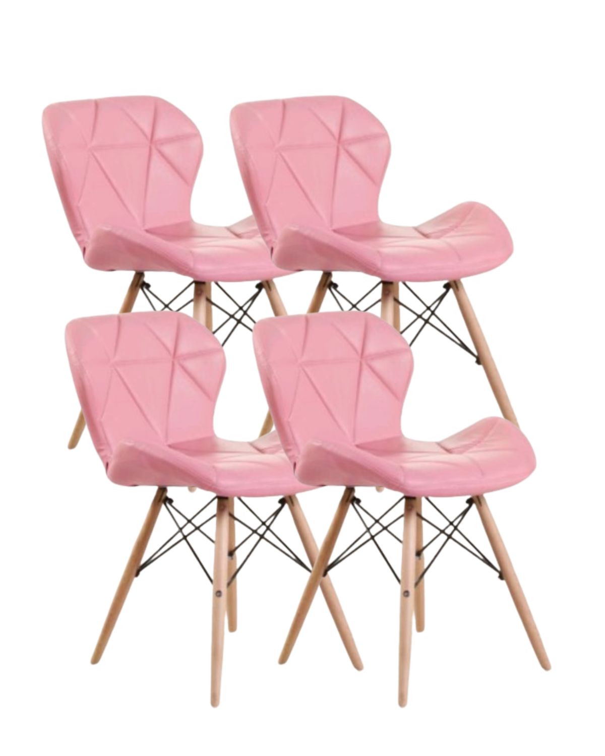 COMEDOR CAMILA MESA REDONDA DE VIDRIO EAMES 80CM + 4 SILLAS RADAR ROSA - 1