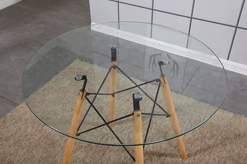 COMEDOR CAMILA MESA REDONDA DE VIDRIO EAMES 80CM + 4 SILLAS RADAR ROSA - 2