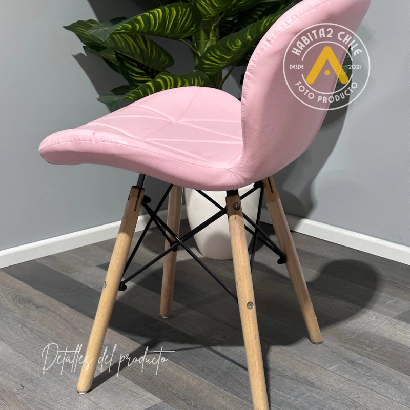 COMEDOR CAMILA MESA REDONDA DE VIDRIO EAMES 80CM + 4 SILLAS RADAR ROSA - 5