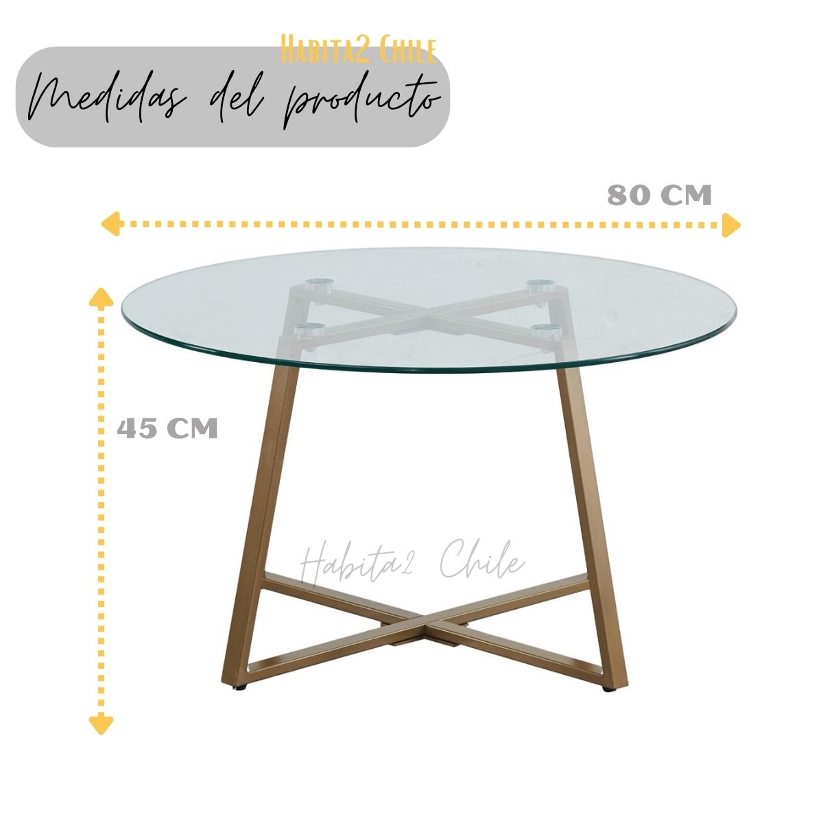 MESA CENTRO HABITA2 VIDRIO 80CM GOLD - 2