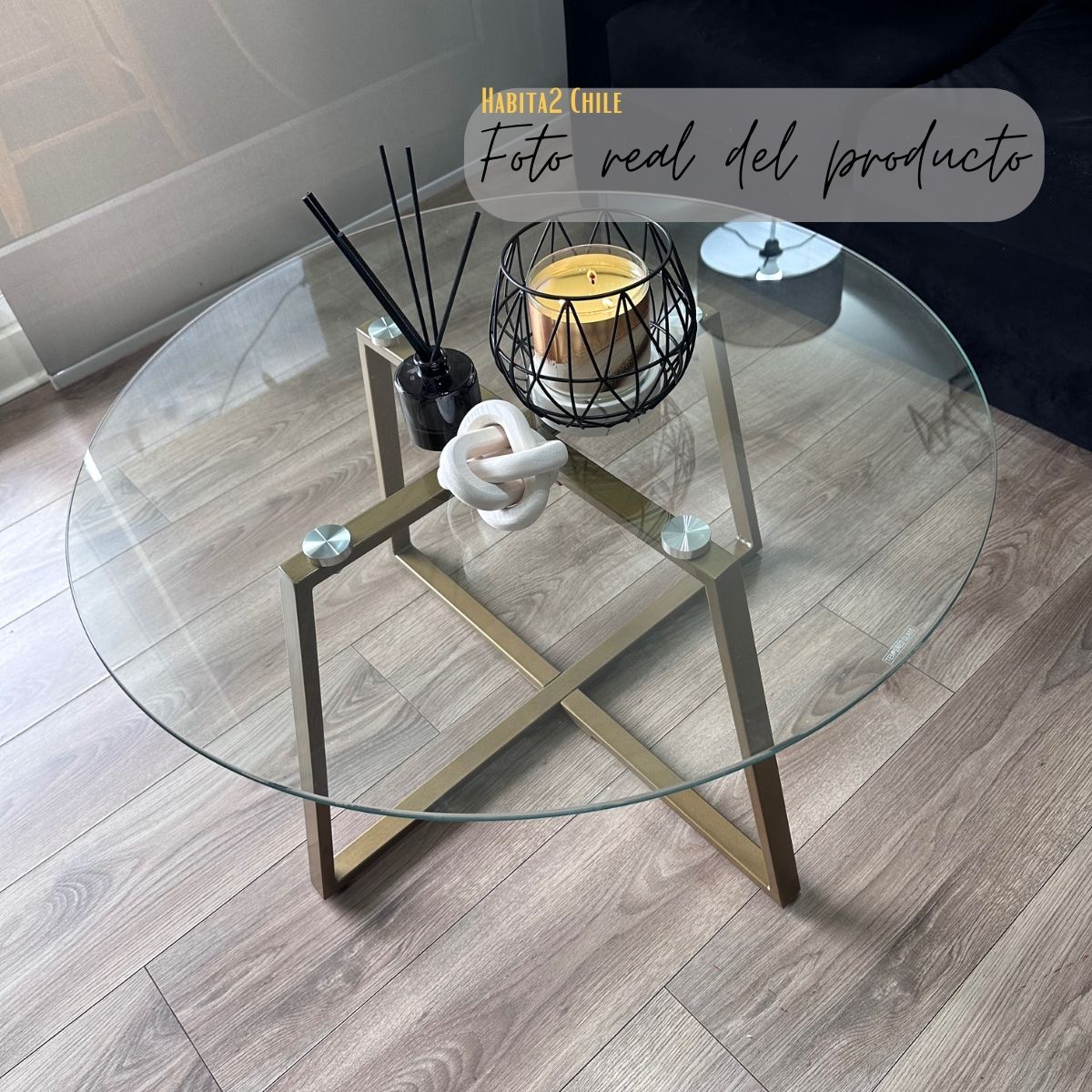 MESA CENTRO HABITA2 VIDRIO 80CM GOLD - 3