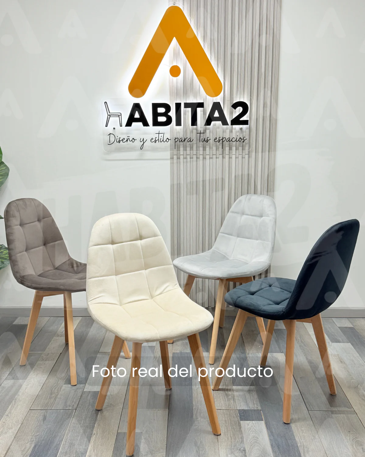 SILLA HABITA2 TERCIOPELO NEGRO TIPO EAMES ACOLCHADA CAPITONÉ FELPA - 2
