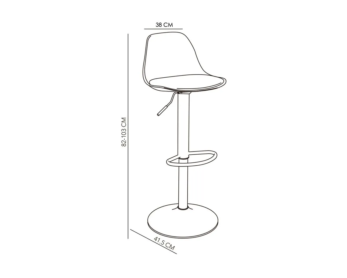 TABURETE DE BAR ALTURA REGULABLE ELEGANTE MOBY NEGRO - 4