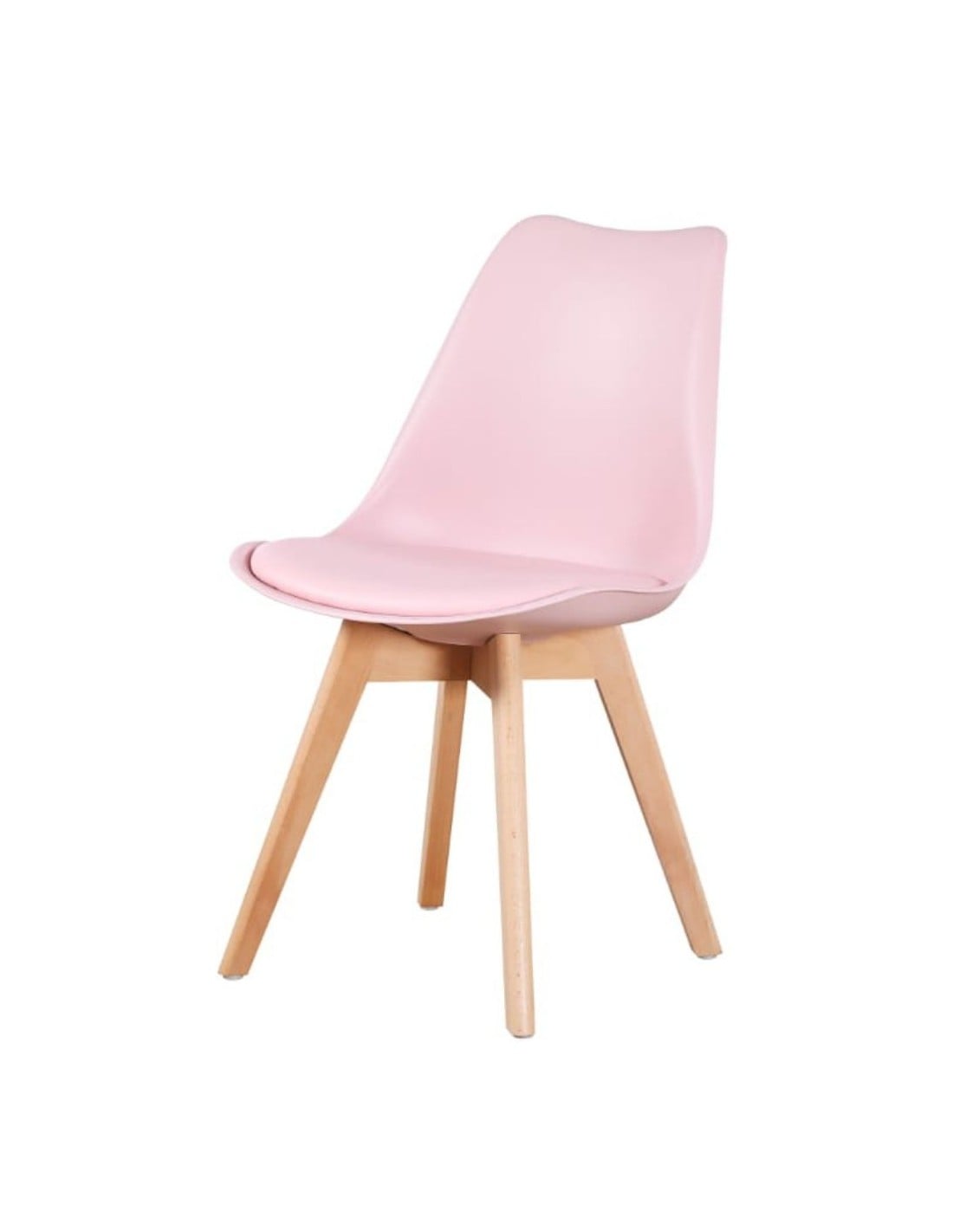 JUEGO COMEDOR HABITA2 BIANCA MESA RECTANGULAR X 140X80CM + 4 SILLAS TULIP ROSA ACERO - 4