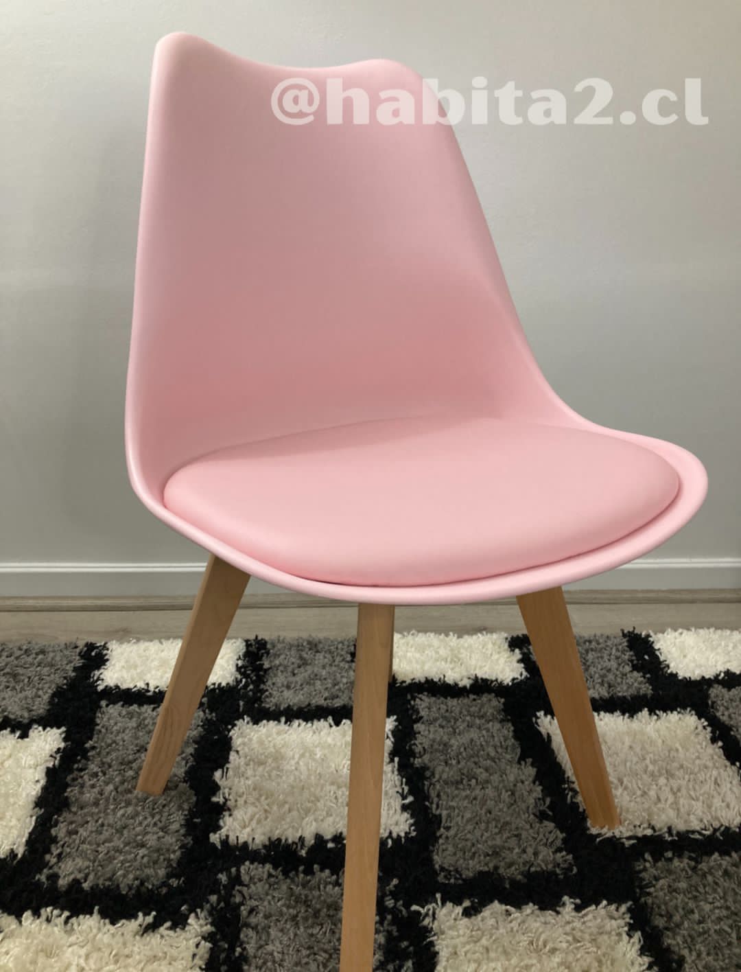 JUEGO COMEDOR HABITA2 BIANCA MESA RECTANGULAR X 140X80CM + 4 SILLAS TULIP ROSA ACERO - 6
