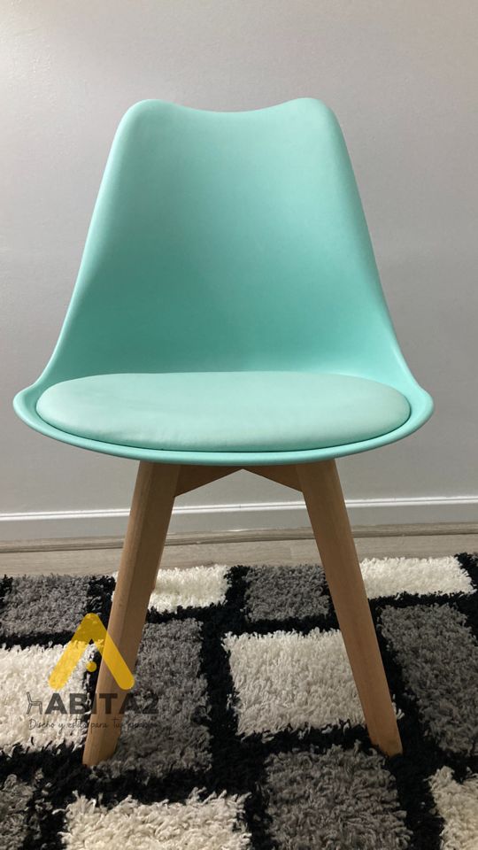 JUEGO COMEDOR HABITA2 BIANCA MESA RECTANGULAR X 140X80CM + 4 SILLAS TULIP MENTA ACERO - 6