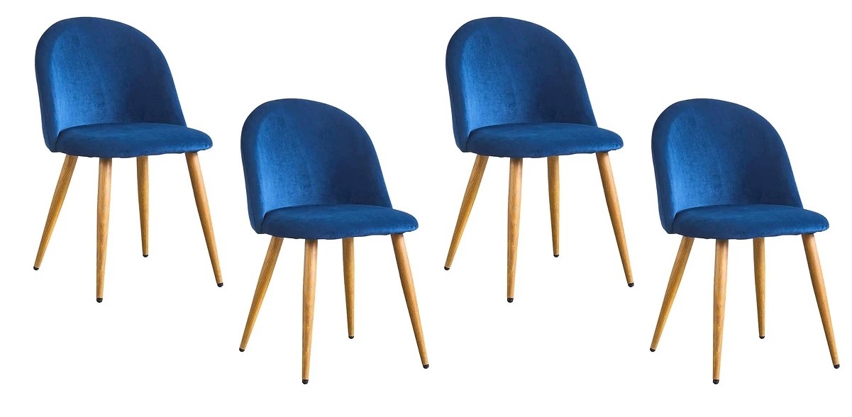 PACK HABITA2 FELPA AZUL 4 SILLA NORDIC ACOLCHADA DE TERCIOPELO - 1