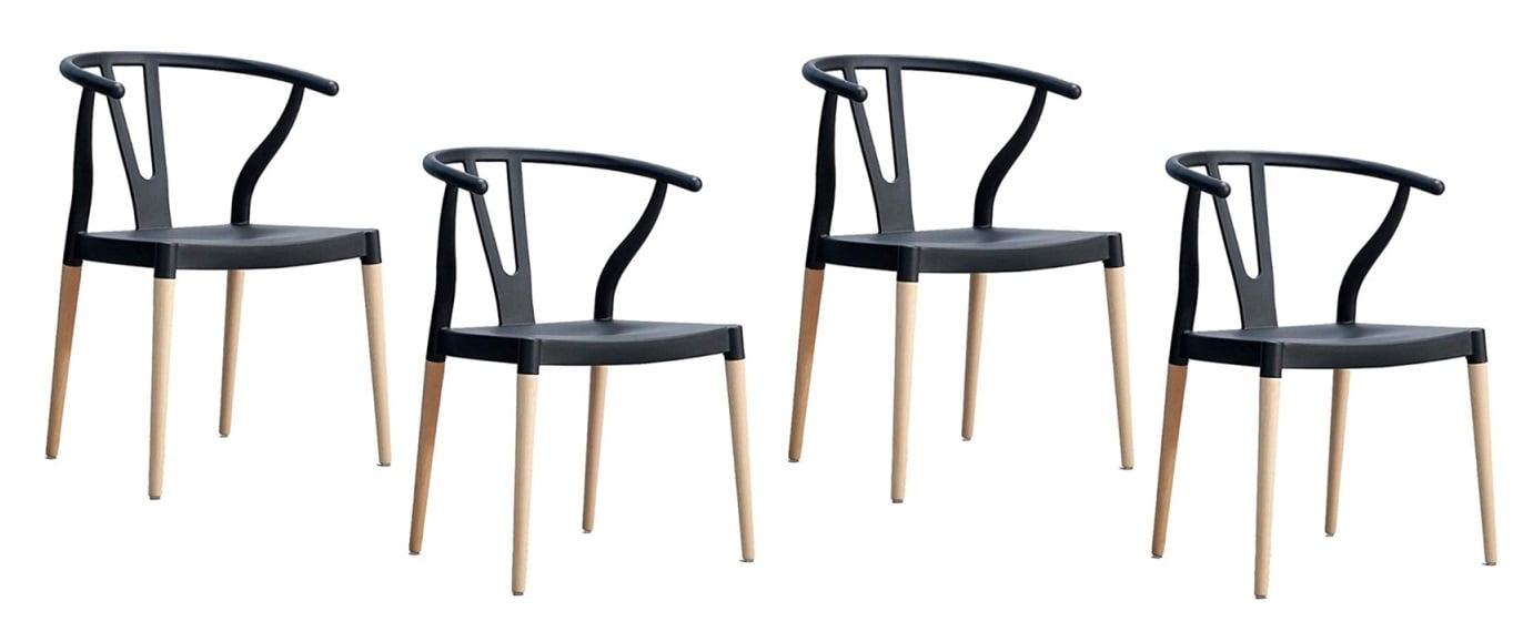PACK HABITA2 NEGRO 4 SILLA WISHBONE ESTILO NÓRDICO COMEDOR O TERRAZA - 1