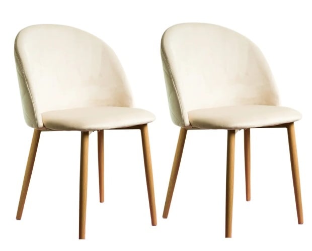 PACK 2 SILLA NORDIC ACOLCHADA DE TERCIOPELO - BEIGE - 1