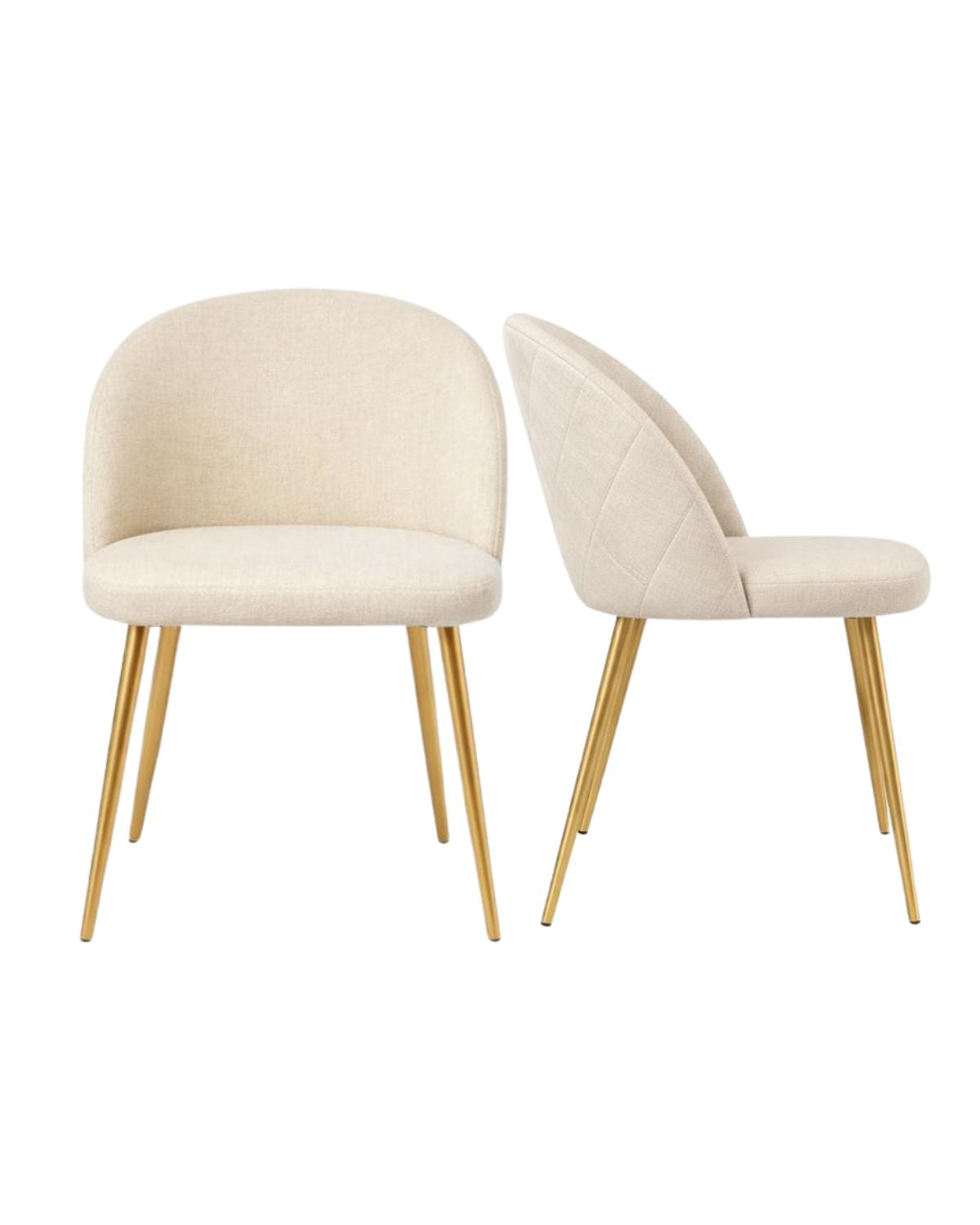 PACK 2 SILLA SITIAL TELA LINO NORDIC BEIGE PATAS METÁLICAS DORADAS BEIGE - 1