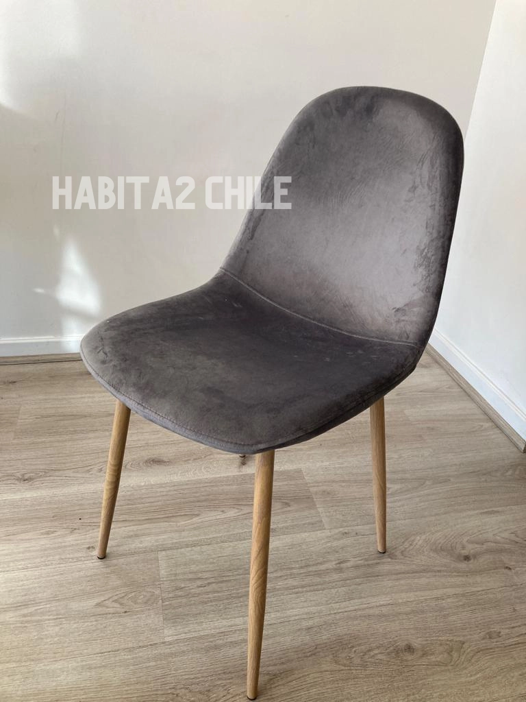 SILLA DE COMEDOR HABITA2 TERCIOPELO GRIS TRENDY ACOLCHADA - 2