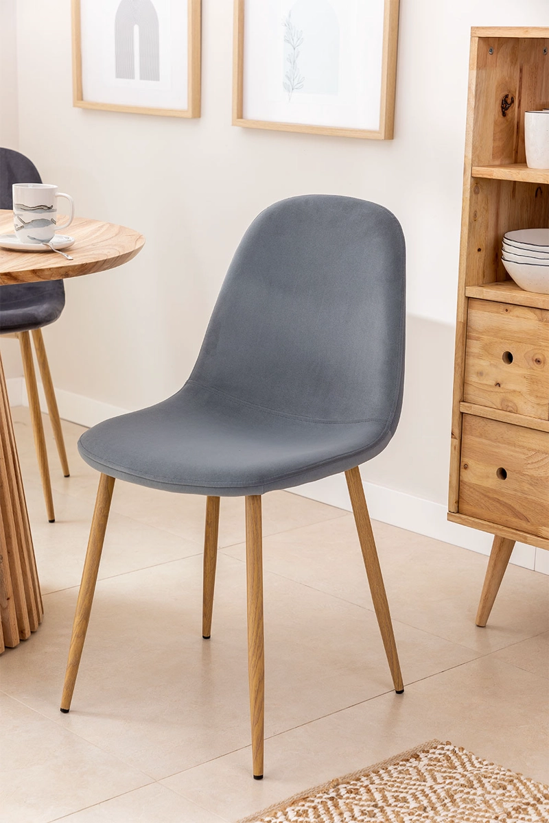 SILLA DE COMEDOR HABITA2 TERCIOPELO GRIS TRENDY ACOLCHADA - 4