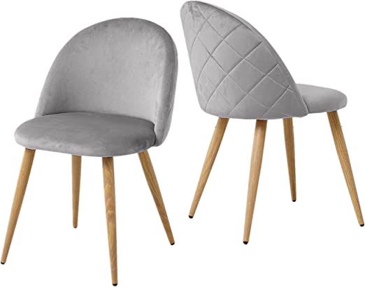 PACK HABITA2 FELPA GRIS CLARO 2 SILLA NORDIC ACOLCHADA TERCIOPELO - 1