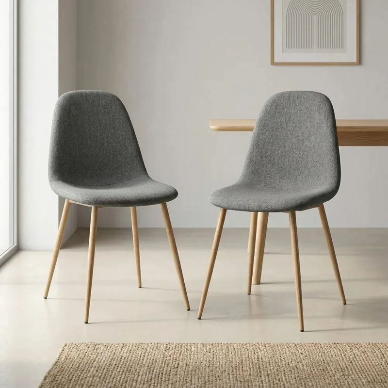 PACK HABITA2 TERCIOPELO GRIS 2 SILLA DE COMEDOR TRENDY ACOLCHADA - 5