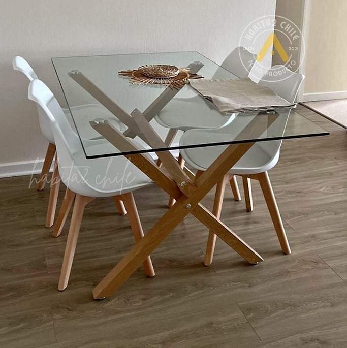 COMEDOR BIANCA MESA RECTANGULAR X 140X80CM + 6 SILLAS TULIP BEIGE - 1
