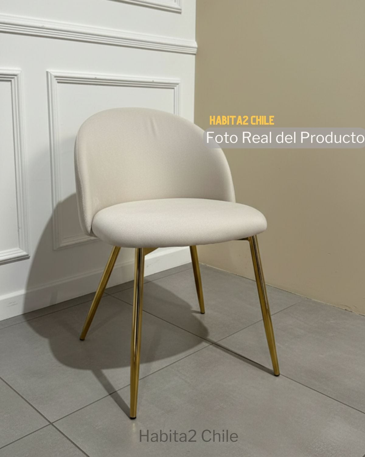 PACK 4 SILLA SITIAL TELA LINO NORDIC BEIGE PATAS METÁLICAS DORADAS BEIGE - 3